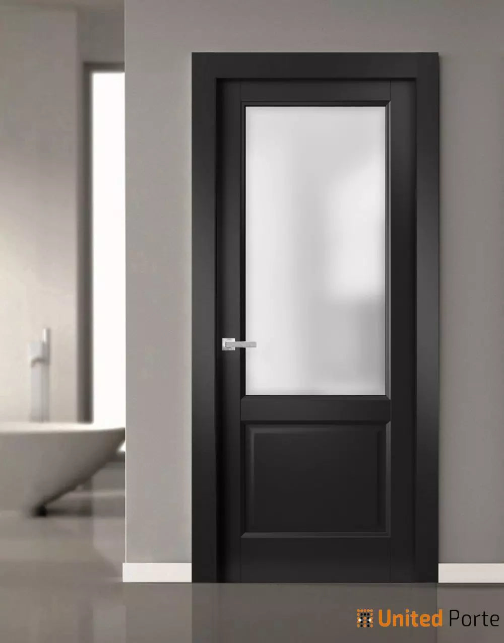 Solid Interior French Door with Frosted Glass | Bathroom Bedroom Sturdy Doors | Buy Doors Online