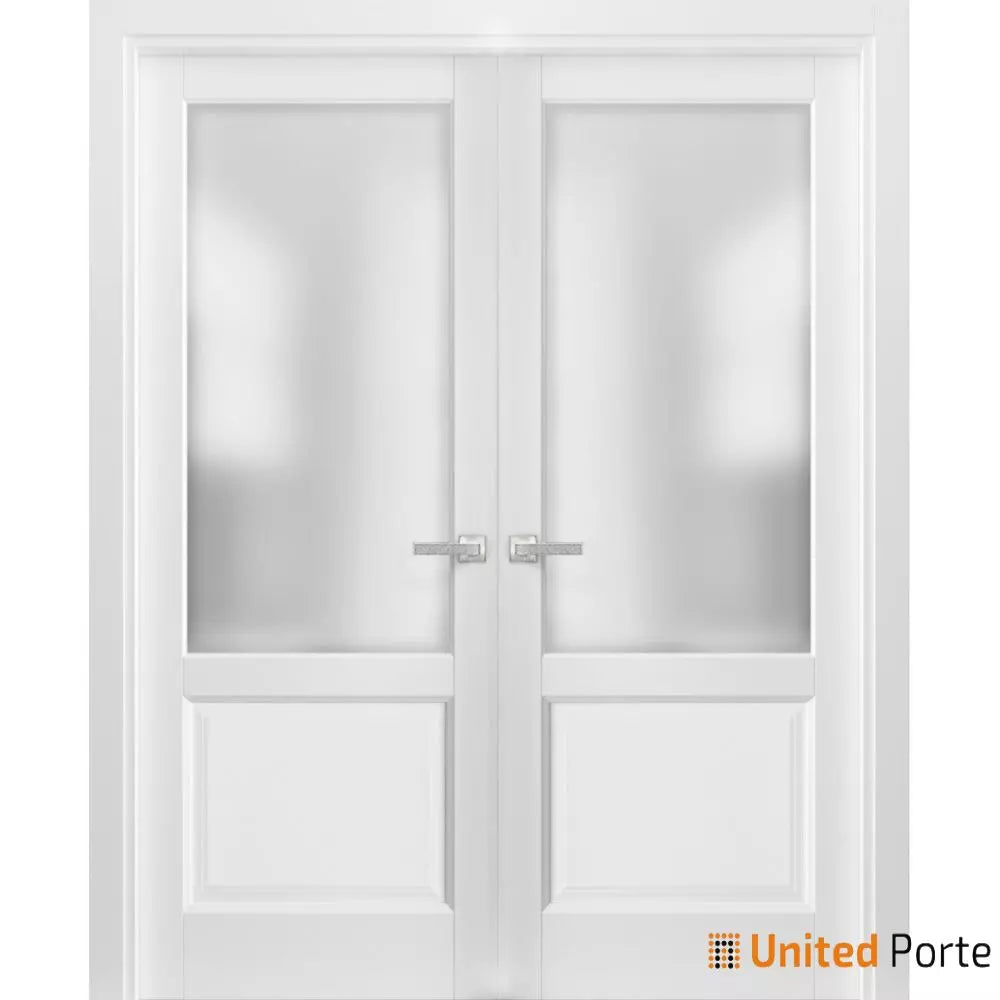 Solid Interior French Door with Frosted Glass | Bathroom Bedroom Sturdy Doors | Buy Doors Online
