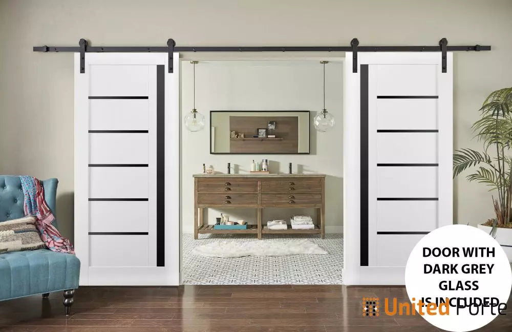 Sturdy Barn Door with Black Glass | Solid Panel Interior Doors | Buy Doors Online