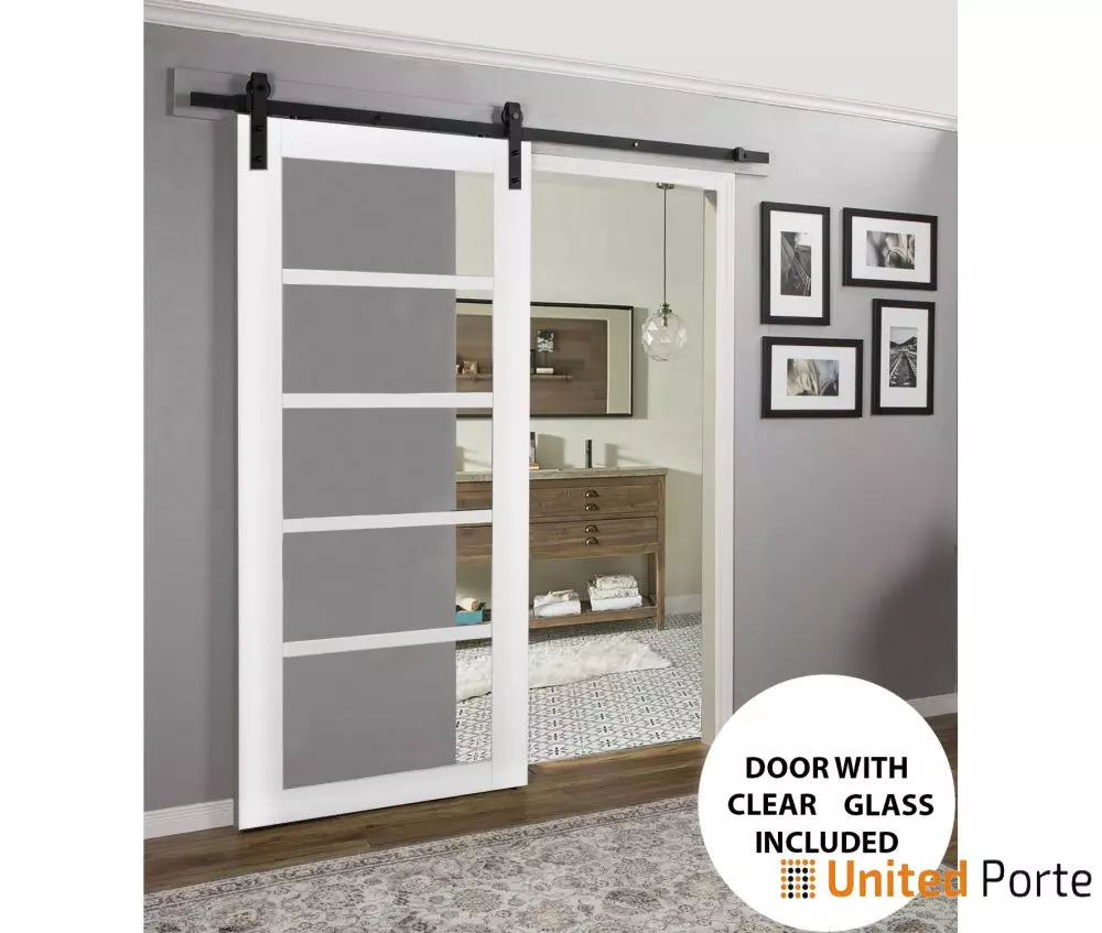 Sturdy Barn Door with Clear Glass | Solid Panel Interior Doors | Buy Doors Online