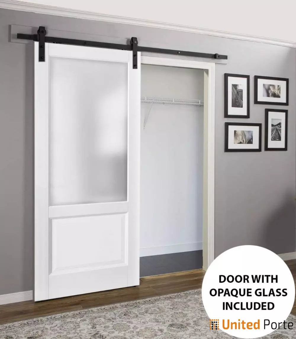 Sturdy Barn Door with Frosted Glass | Solid Panel Interior Doors | Buy Doors Online