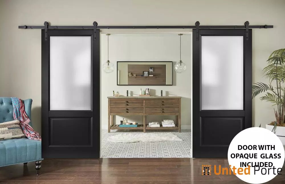 Sturdy Barn Door with Frosted Glass | Solid Panel Interior Doors | Buy Doors Online