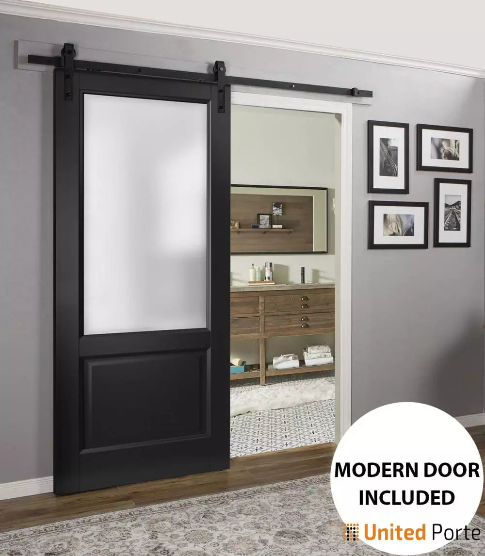 Sturdy Barn Door with Frosted Glass | Solid Panel Interior Doors | Buy Doors Online