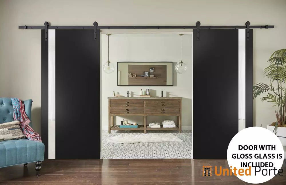 Sturdy Barn Door with Frosted Glass | Modern Solid Panel Interior Doors | Buy Doors Online