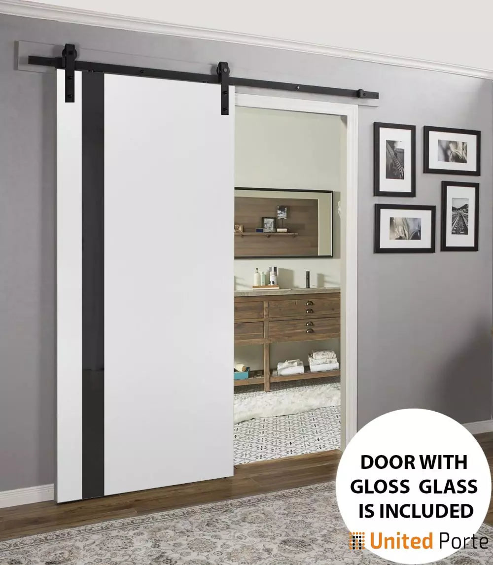 Sturdy Barn Door with Frosted Glass | Modern Solid Panel Interior Doors | Buy Doors Online