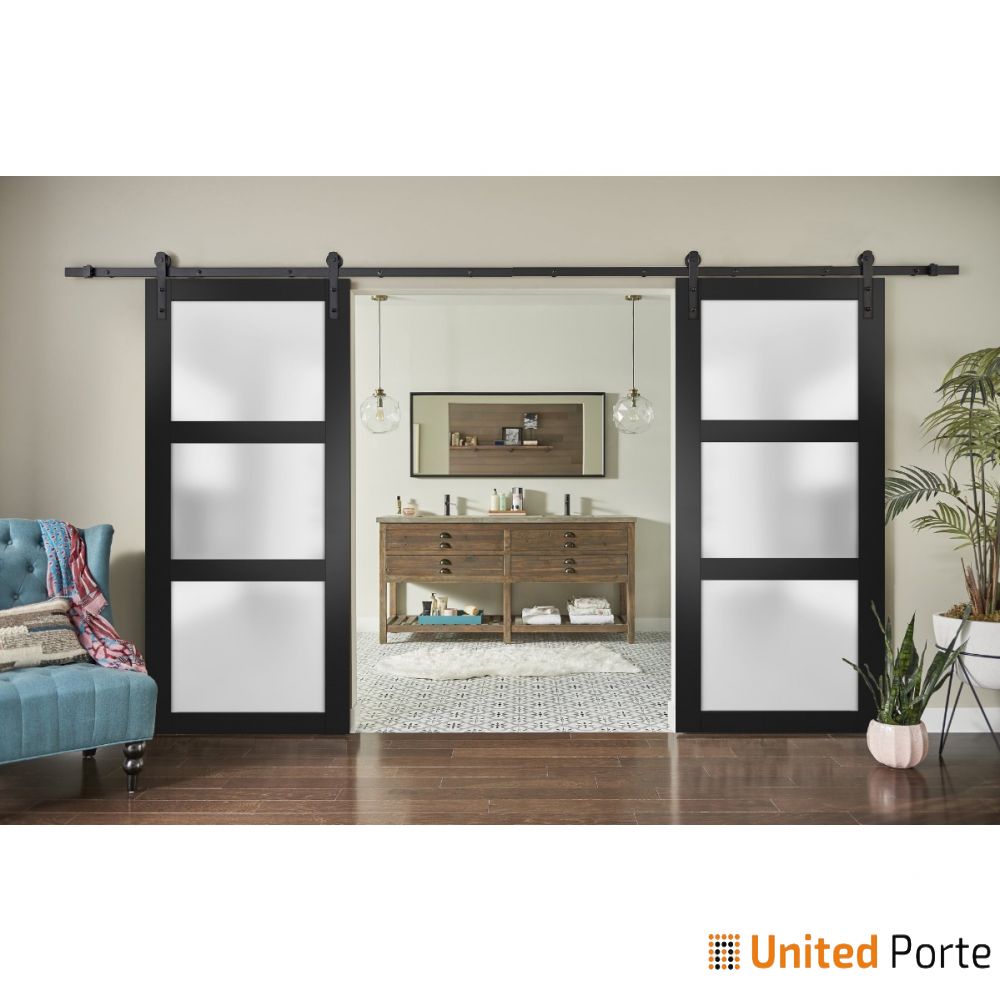 Sturdy Barn Door with Frosted Glass | Solid Panel Interior Door | Buy Doors Online