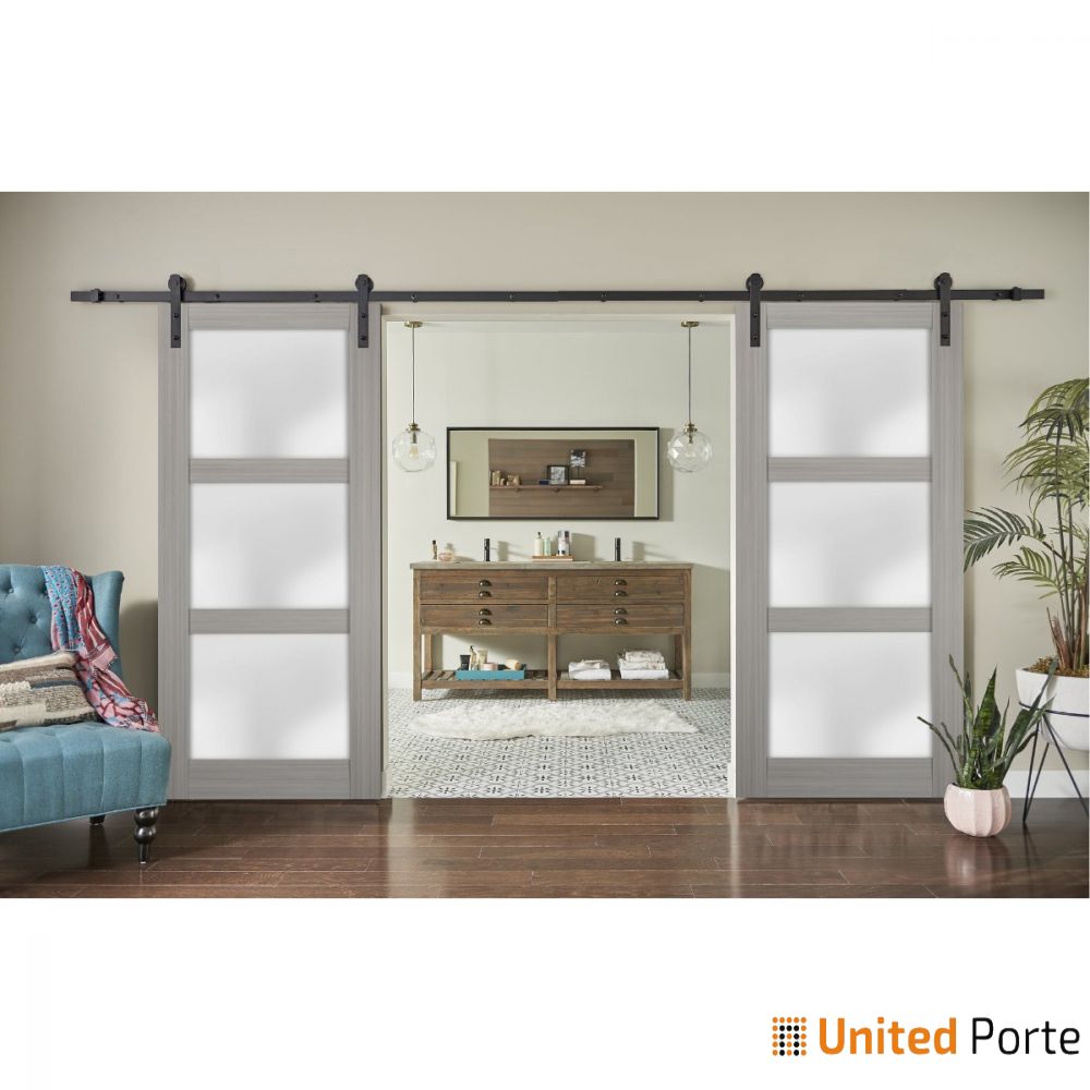 Sturdy Barn Door with Frosted Glass | Solid Panel Interior Door | Buy Doors Online