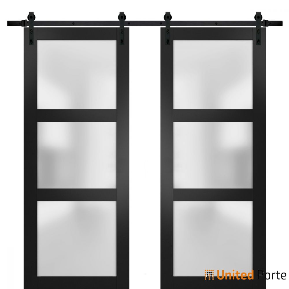 Sturdy Barn Door with Frosted Glass | Solid Panel Interior Door | Buy Doors Online