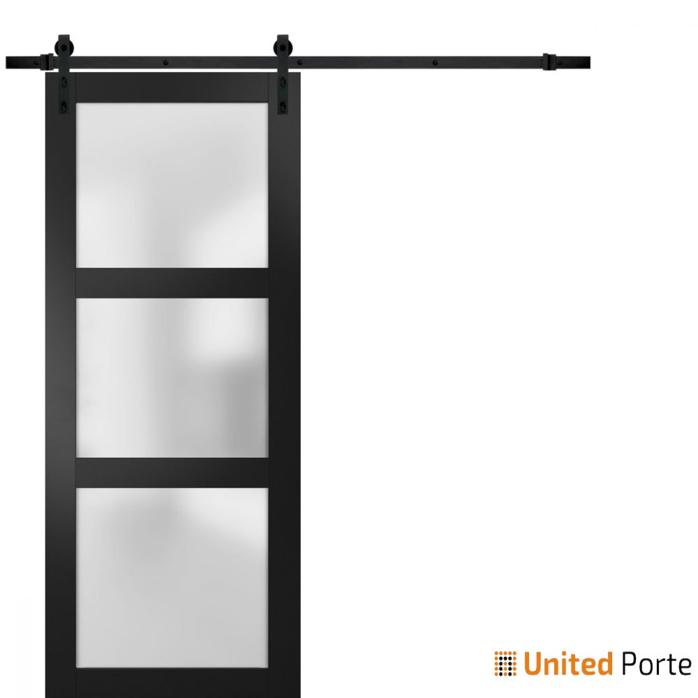 Sturdy Barn Door with Frosted Glass | Solid Panel Interior Door | Buy Doors Online