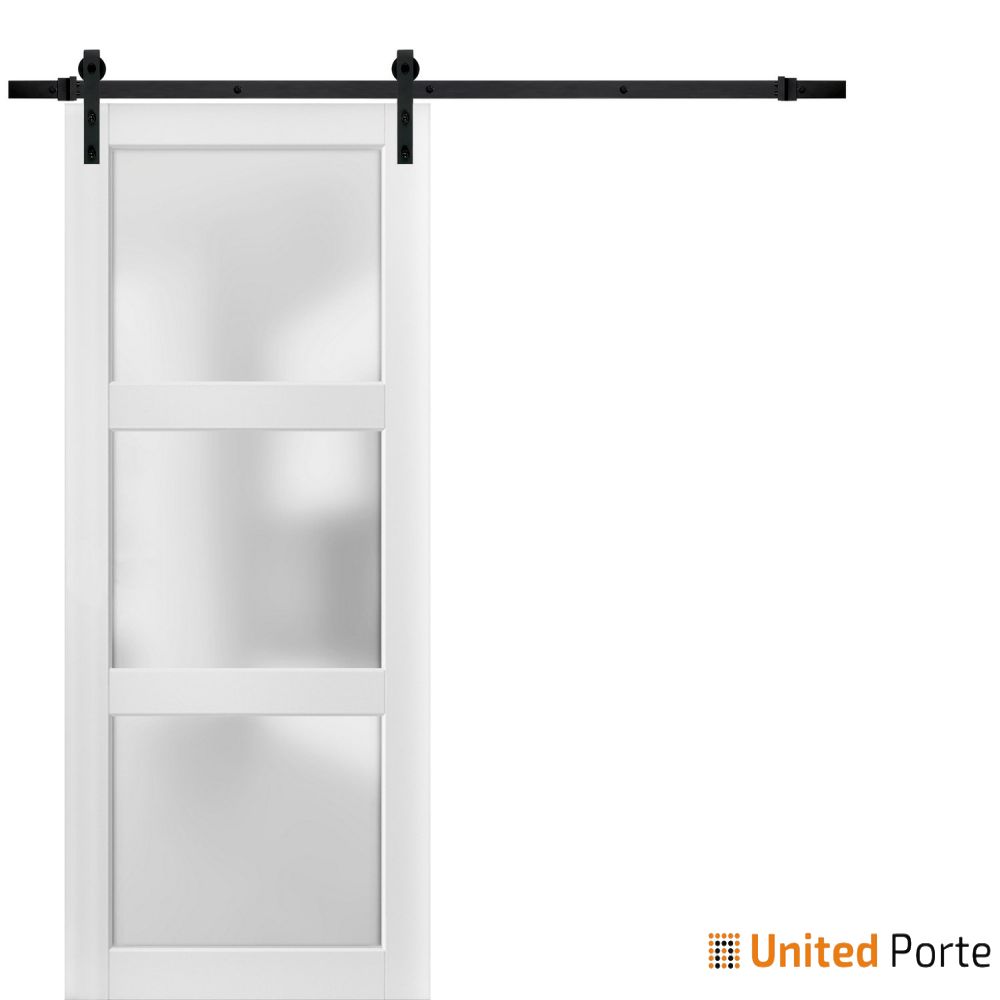 Sturdy Barn Door with Frosted Glass | Solid Panel Interior Door | Buy Doors Online