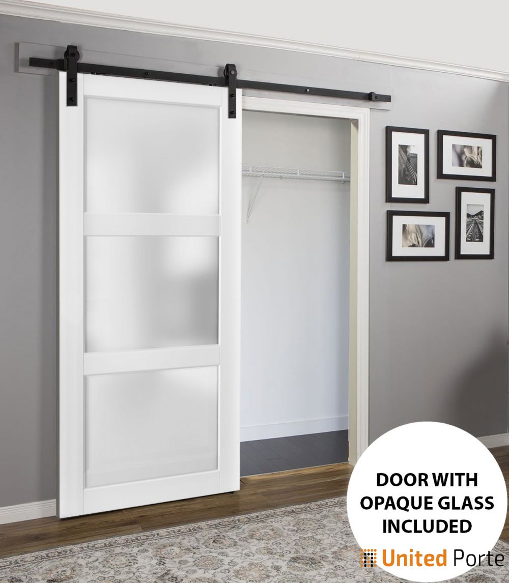 Sturdy Barn Door with Frosted Glass | Solid Panel Interior Door | Buy Doors Online