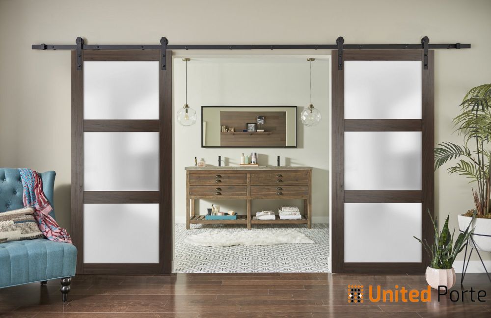 Sturdy Barn Door with Frosted Glass | Solid Panel Interior Door | Buy Doors Online