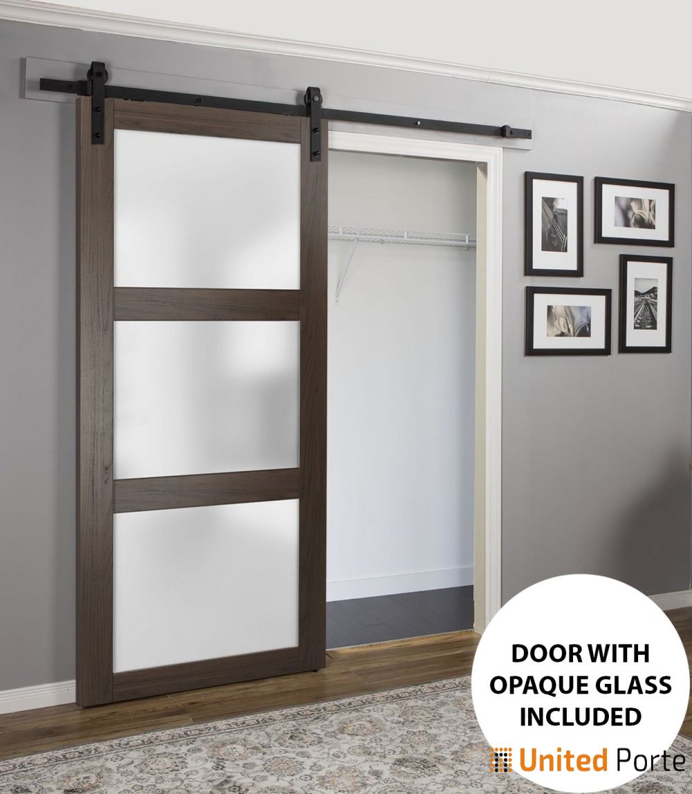 Sturdy Barn Door with Frosted Glass | Solid Panel Interior Door | Buy Doors Online