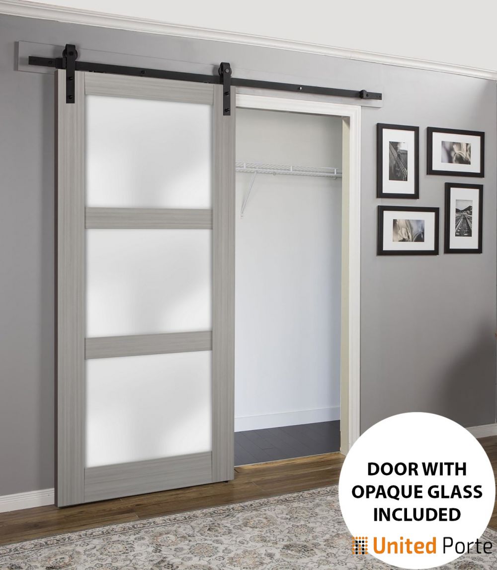 Sturdy Barn Door with Frosted Glass | Solid Panel Interior Door | Buy Doors Online
