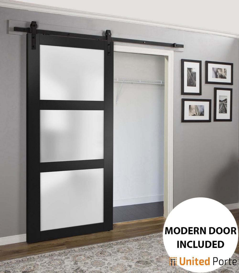 Sturdy Barn Door with Frosted Glass | Solid Panel Interior Door | Buy Doors Online