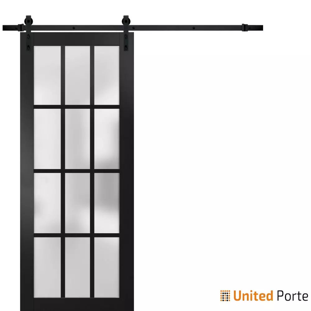 Sturdy Barn Door with 12 lites Frosted Glass | Solid Panel Interior Doors | Buy Doors Online