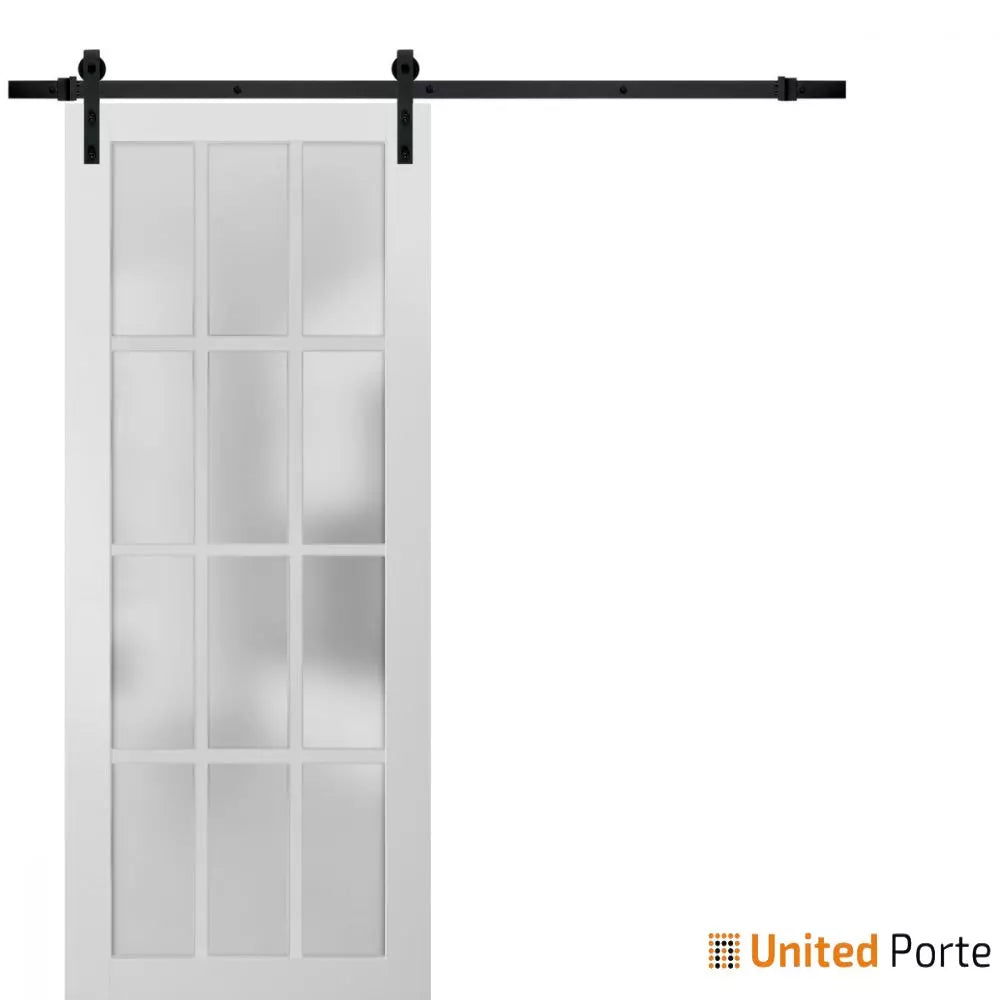 Sturdy Barn Door with 12 lites Frosted Glass | Solid Panel Interior Doors | Buy Doors Online