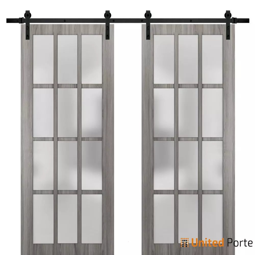 Sturdy Barn Door with 12 lites Frosted Glass | Solid Panel Interior Doors | Buy Doors Online
