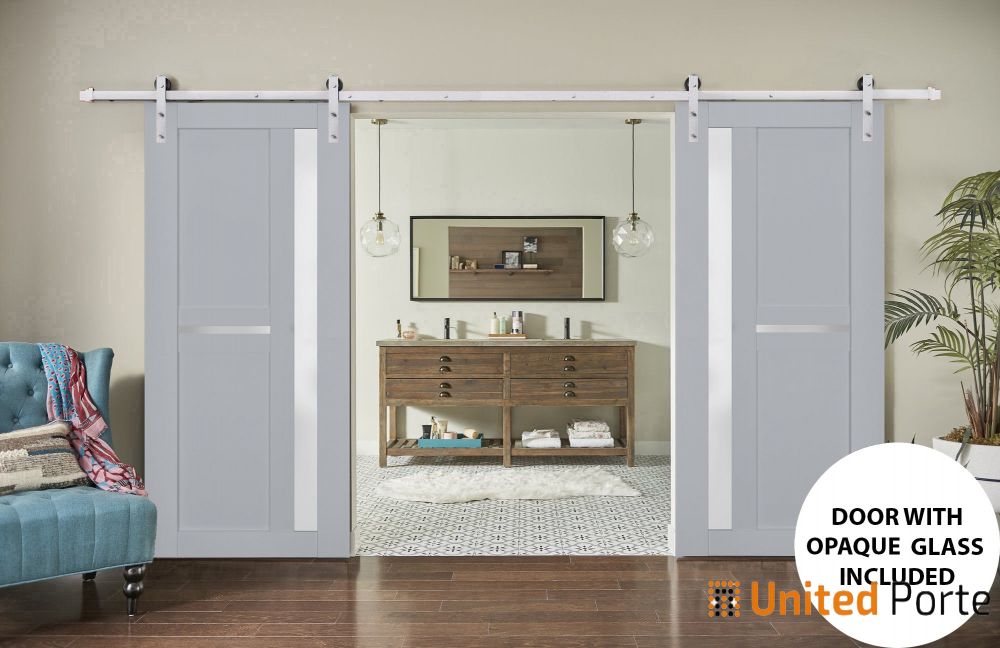 Sturdy Barn Door with Frosted Glass | Solid Panel Interior Doors | Buy Doors Online
