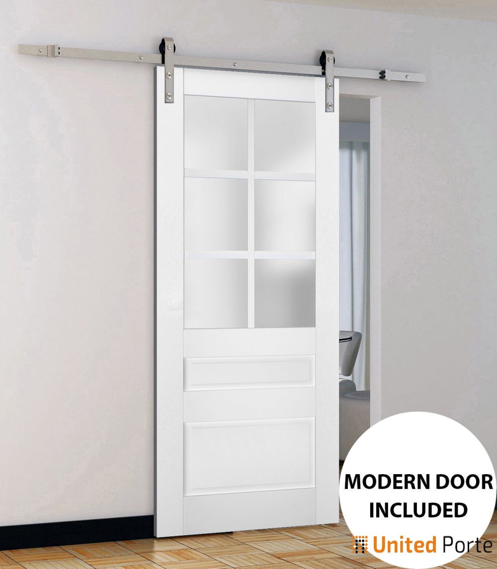 Sturdy Barn Door with Frosted Glass | Solid Panel Interior Doors | Buy Doors Online