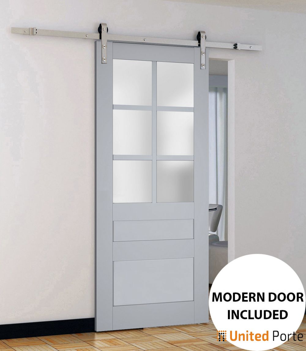 Sturdy Barn Door with Frosted Glass | Solid Panel Interior Doors | Buy Doors Online