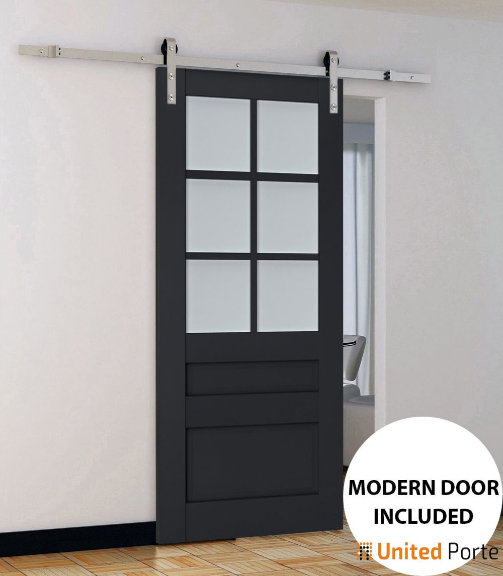 Sturdy Barn Door with Frosted Glass | Solid Panel Interior Doors | Buy Doors Online
