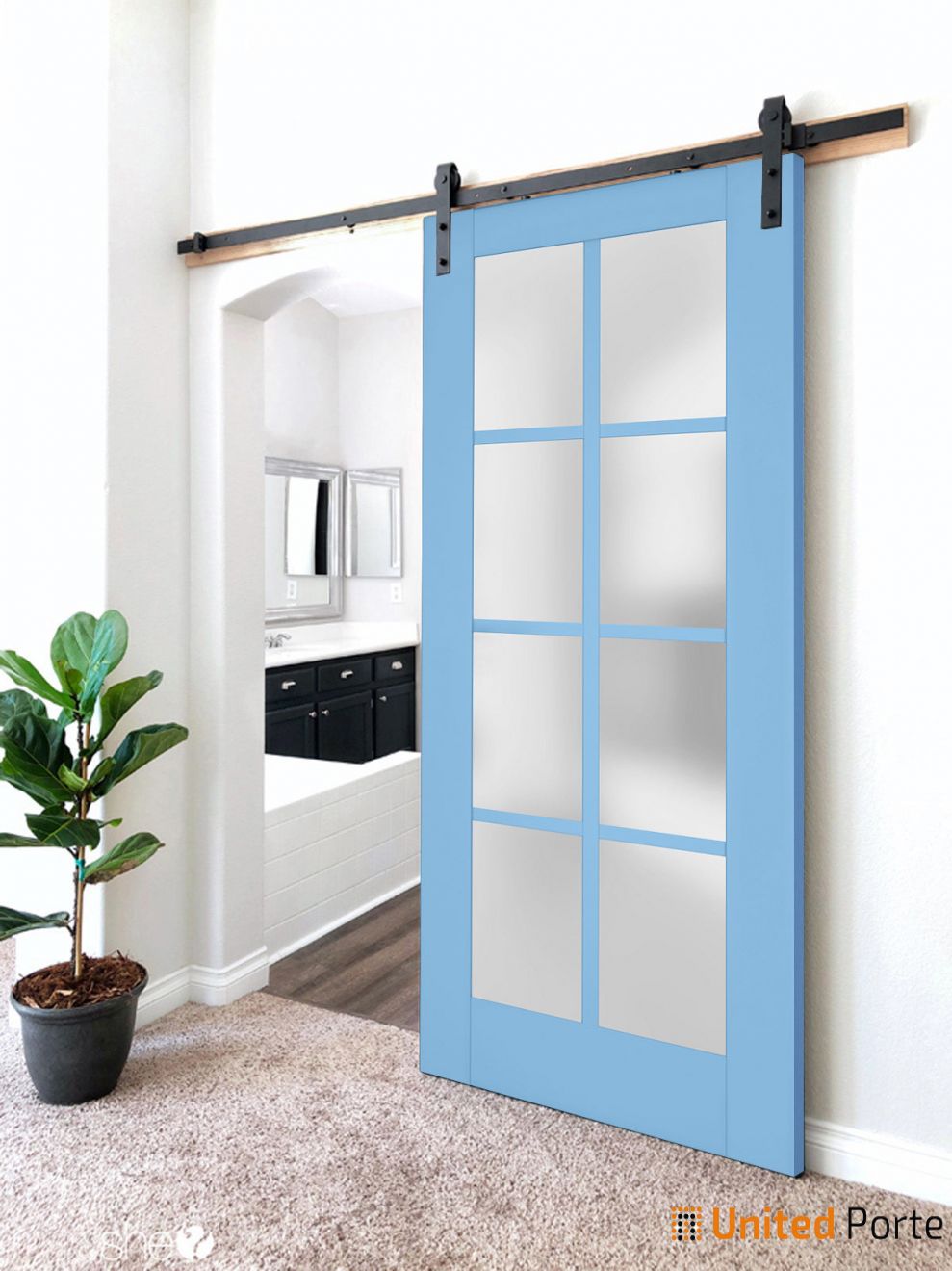 Sturdy Barn Door with Frosted Glass | Solid Panel Interior Doors | Buy Doors Online