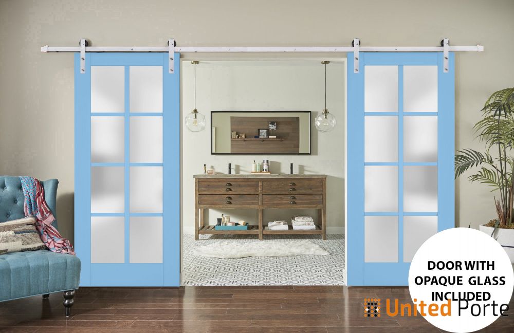Sturdy Barn Door with Frosted Glass | Solid Panel Interior Doors | Buy Doors Online