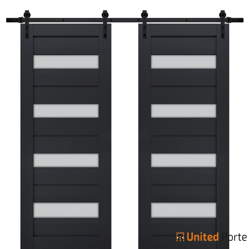 Sturdy Barn Door with Frosted Glass | Solid Panel Modern Interior Doors | Buy Doors Online