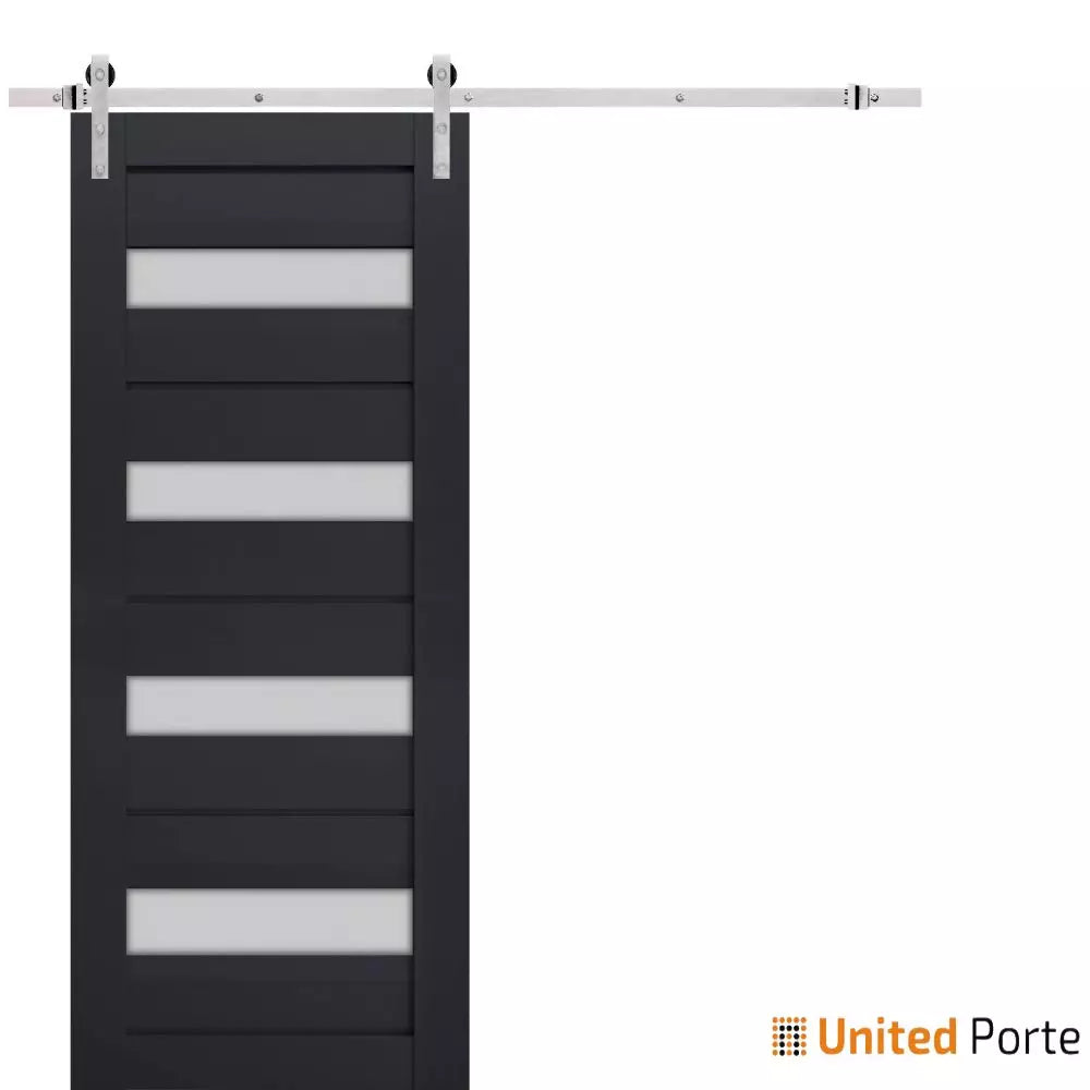 Sturdy Barn Door with Frosted Glass | Solid Panel Modern Interior Doors | Buy Doors Online