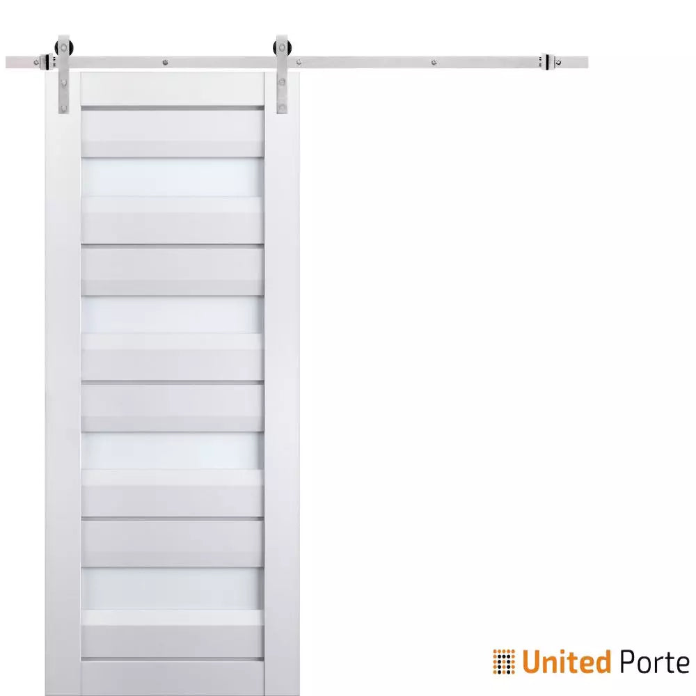 Sturdy Barn Door with Frosted Glass | Solid Panel Modern Interior Doors | Buy Doors Online