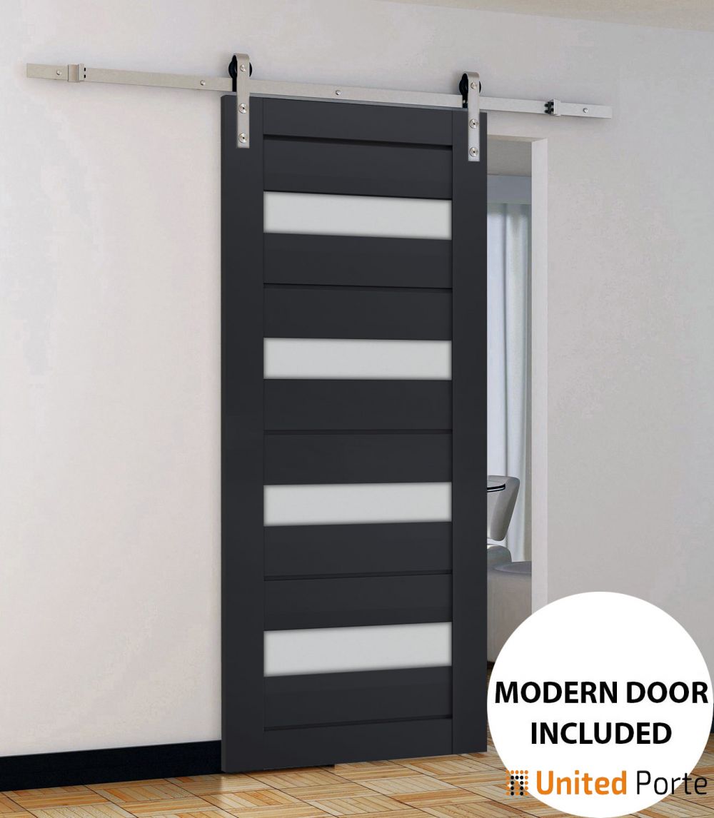 Sturdy Barn Door with Frosted Glass | Solid Panel Modern Interior Doors | Buy Doors Online