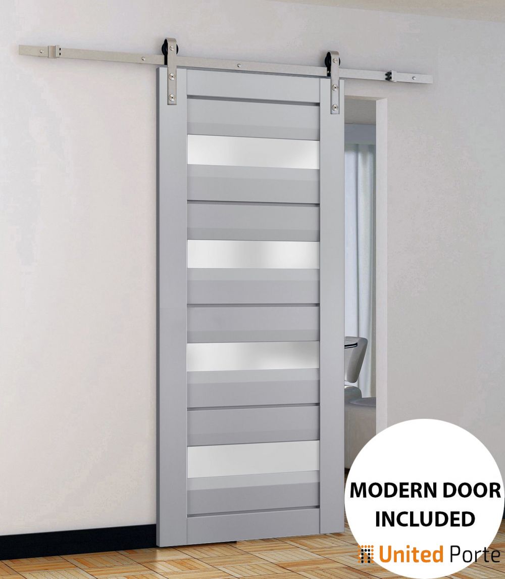 Sturdy Barn Door with Frosted Glass | Solid Panel Modern Interior Doors | Buy Doors Online