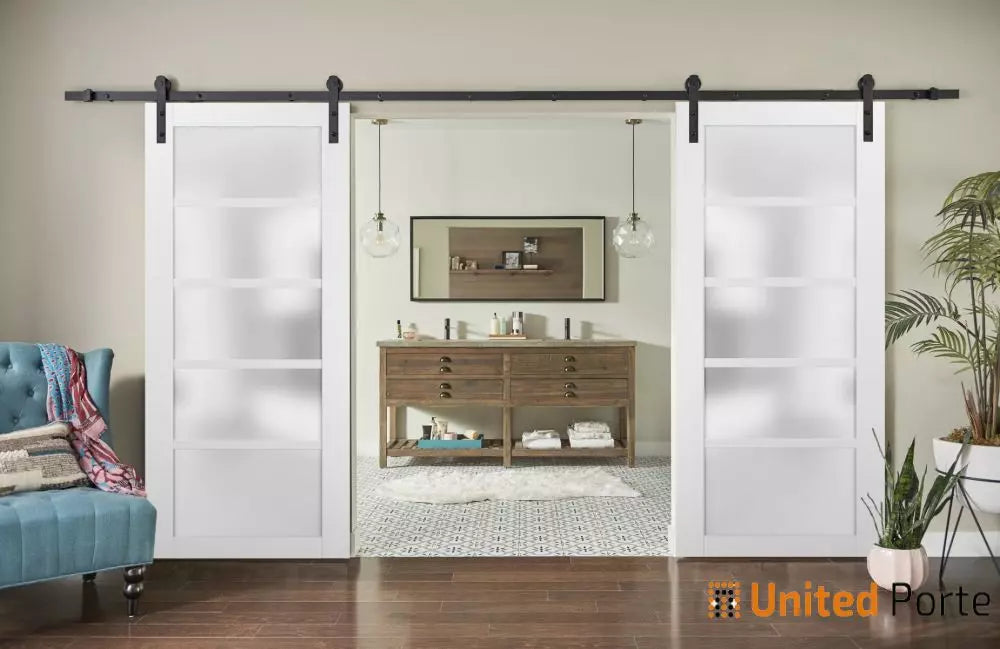 Sturdy Barn Door with Frosted Opaque Glass | Solid Panel Interior Doors | Buy Doors Online