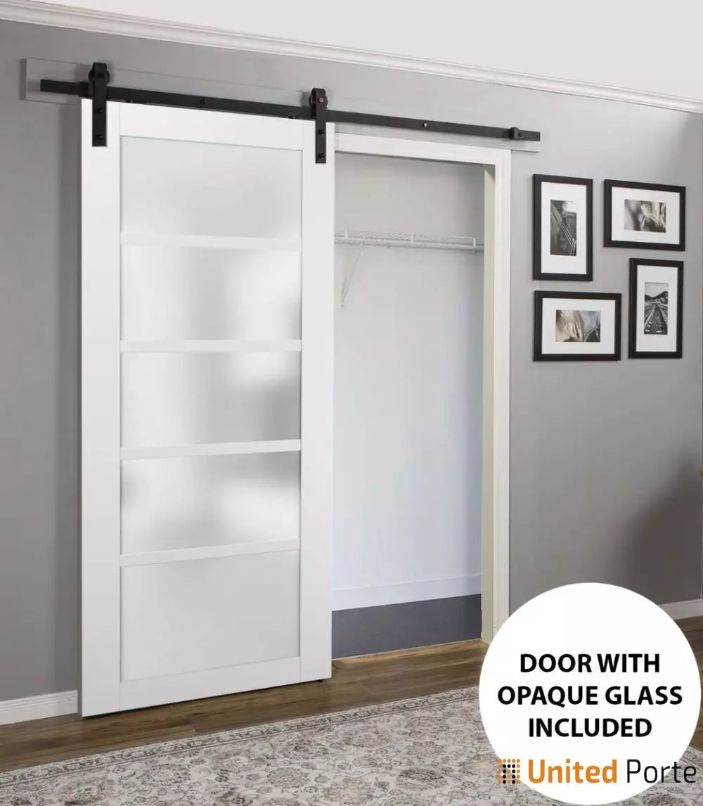 Sturdy Barn Door with Frosted Opaque Glass | Solid Panel Interior Doors | Buy Doors Online