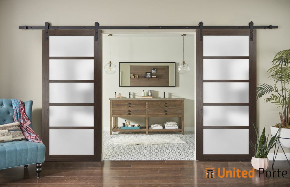 Sturdy Barn Door with Frosted Opaque Glass | Solid Panel Interior Doors | Buy Doors Online