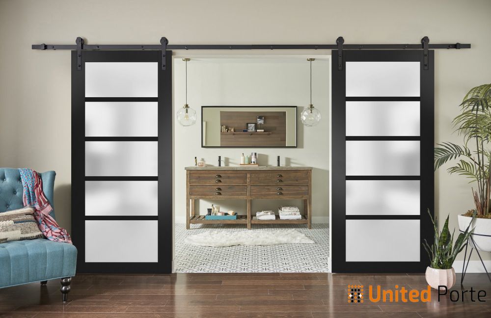 Sturdy Barn Door with Frosted Opaque Glass | Solid Panel Interior Doors | Buy Doors Online