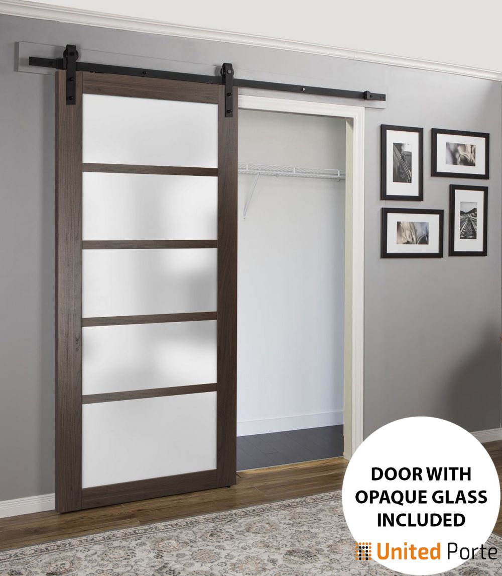 Sturdy Barn Door with Frosted Opaque Glass | Solid Panel Interior Doors | Buy Doors Online