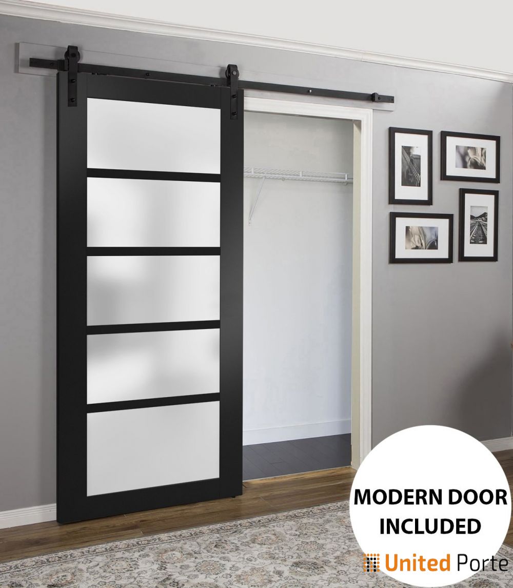 Sturdy Barn Door with Frosted Opaque Glass | Solid Panel Interior Doors | Buy Doors Online