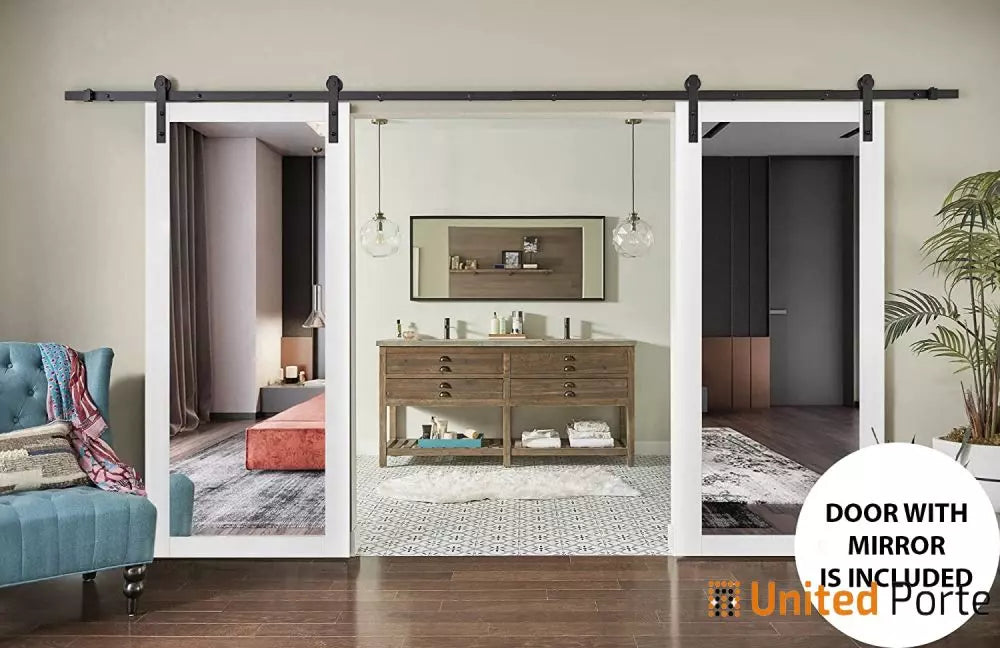 Sturdy Barn Door with Mirror | Modern Solid Panel Interior Doors I Buy Doors Online