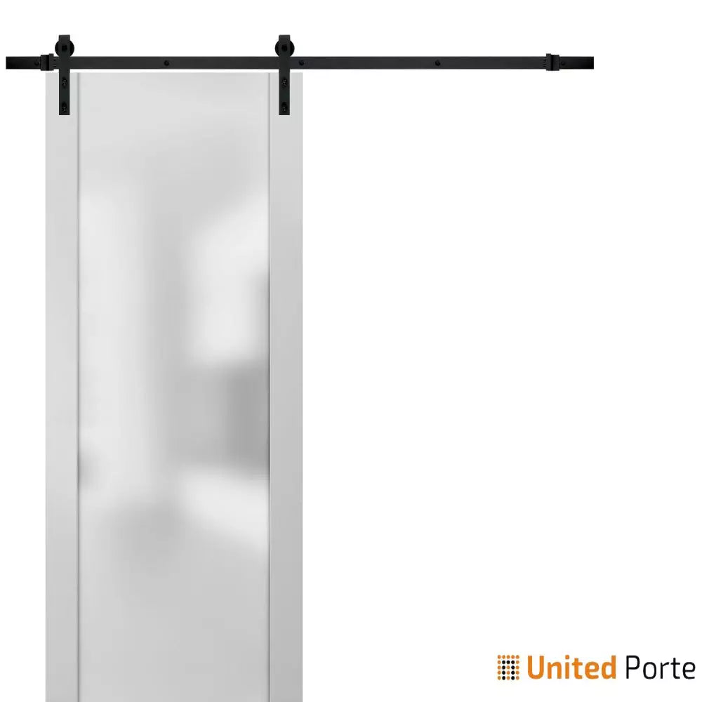Sturdy Barn Door with Frosted Tempered Glass | Modern Solid Panel Interior Doors | Buy Doors Online