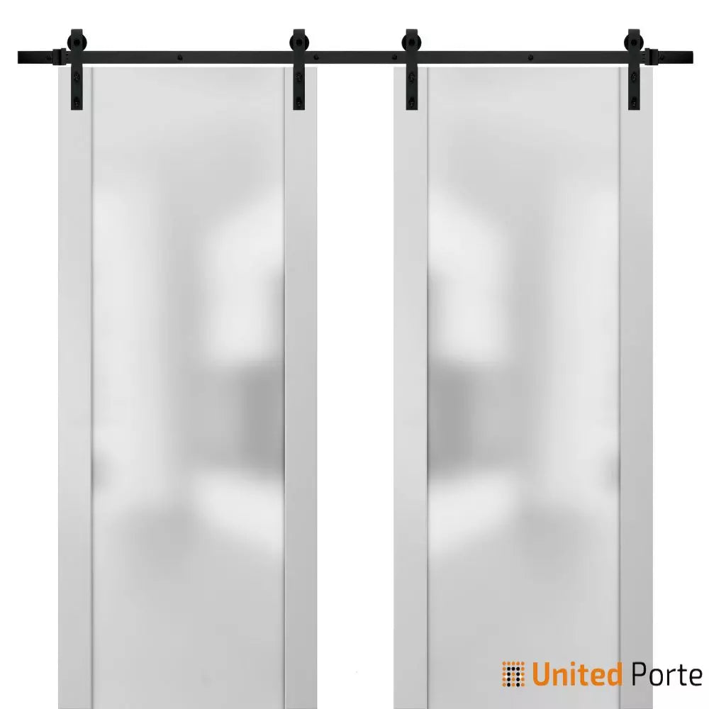 Sturdy Barn Door with Frosted Tempered Glass | Modern Solid Panel Interior Doors | Buy Doors Online