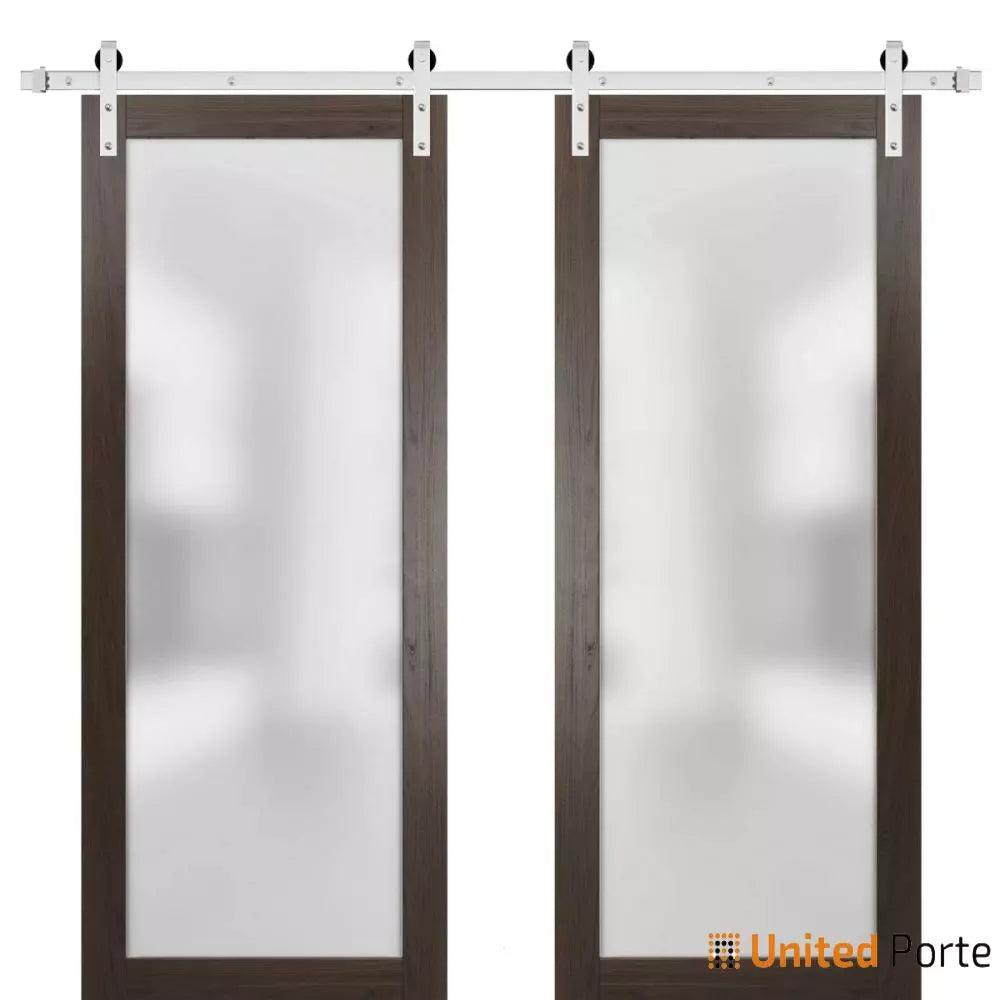 Sturdy Double Barn Door with Frosted Glass | Solid Panel Interior Doors | Buy Doors Online
