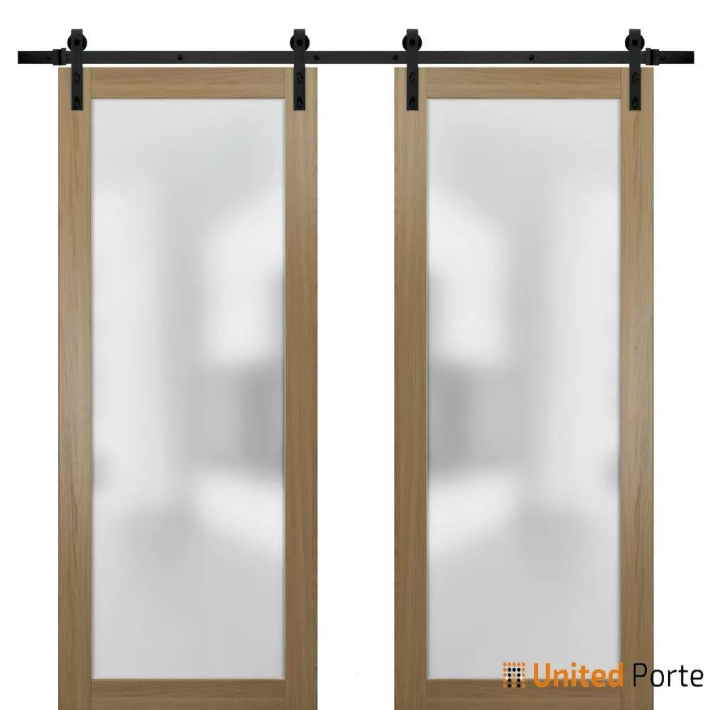 Sturdy Double Barn Door with Frosted Glass | Solid Panel Interior Doors | Buy Doors Online