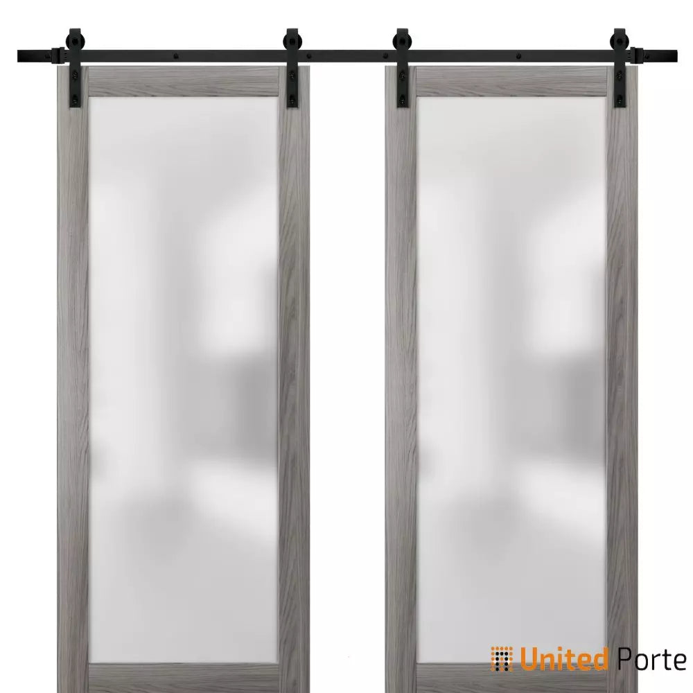 Sturdy Double Barn Door with Frosted Glass | Solid Panel Interior Doors | Buy Doors Online