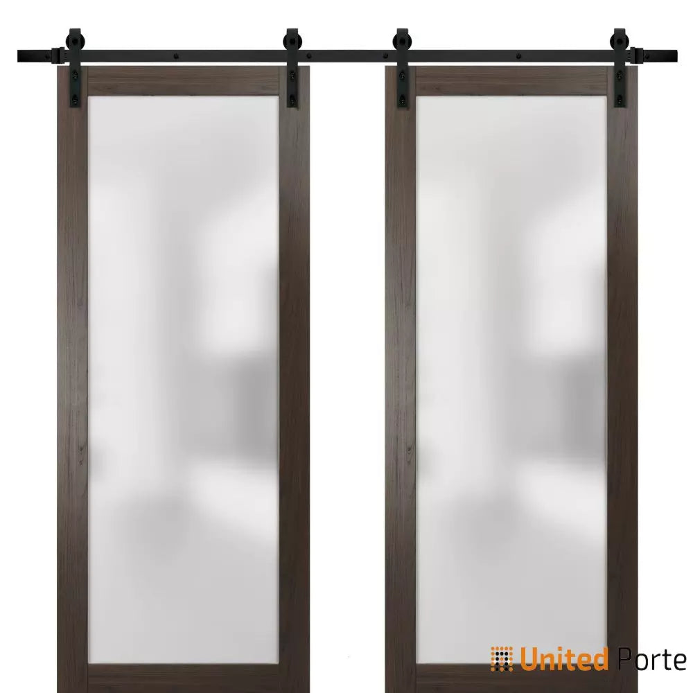 Sturdy Double Barn Door with Frosted Glass | Solid Panel Interior Doors | Buy Doors Online