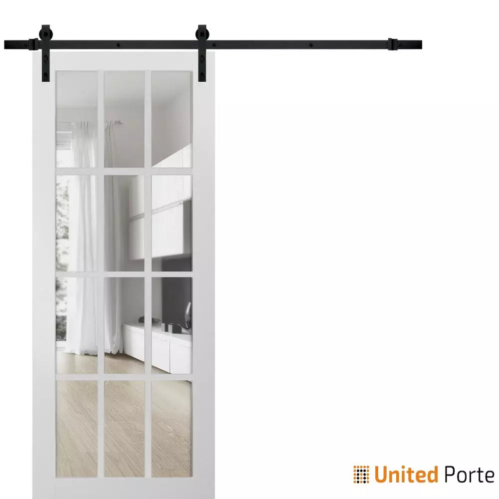 Sturdy French Barn Door with Clear Glass | Solid Panel Interior Doors | Buy Doors Online