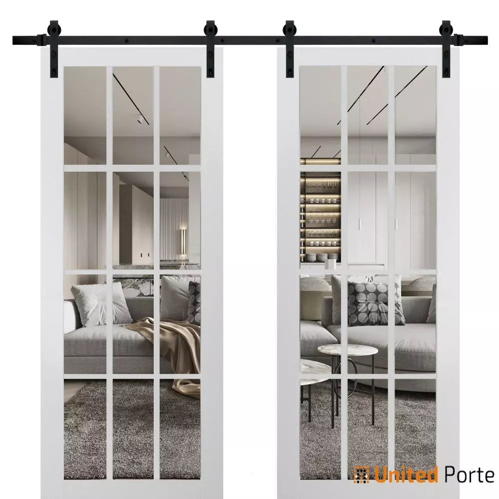 Sturdy French Barn Door with Clear Glass | Solid Panel Interior Doors | Buy Doors Online