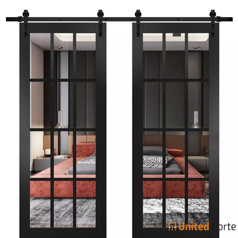Sturdy French Barn Door with Clear Glass | Solid Panel Interior Doors | Buy Doors Online