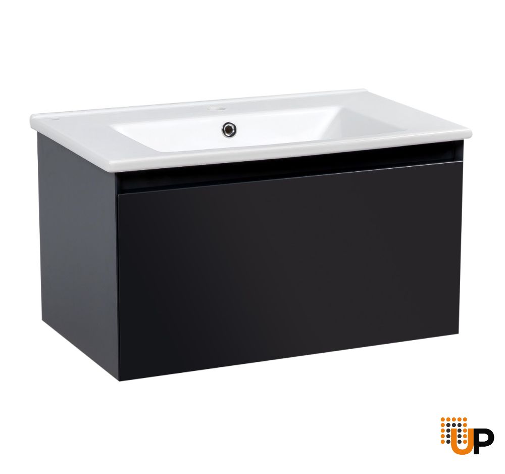 Modern Wall-Mount Bathroom Vanity with Washbasin | Magic Anthracite Gloss Collection | Non-Toxic Fire-Resistant MDF | Buy Vanity Online